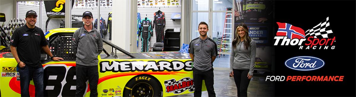 ThorSport Racing's 2023 driver lineup (from left): Matt Crafton, Ben Rhodes, Ty Majeski and Hailie Deegan (photo courtesy ThorSport Racing).